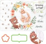 Milestone Blanket with 2 Placement Markers , Gender Neutral Baby Milestone , Baby Monthly Milestone , Baby Milestone Blanket , Baby Monthly Milestone Blanket , Baby Growth Chart Blanket (60"x40") - Image 4